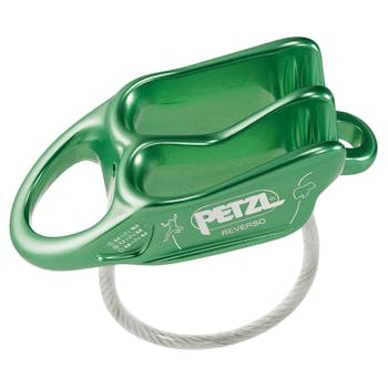 Petzl Reverso belay device in green