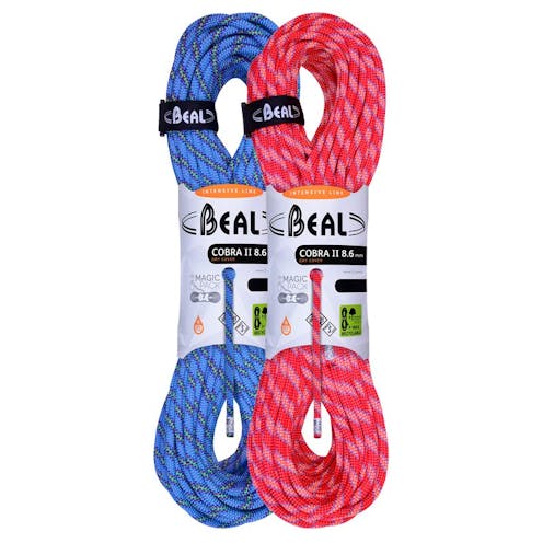 Beal Cobra II Rope 8.6mm Dry Cover, 2 Pack, Blue and Orange