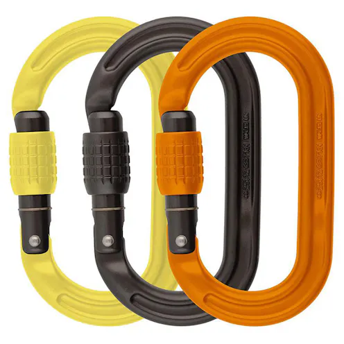 DMM Ultra O Screwgate Carabiner Pack of 3, Lime, Matt Grey and Orange