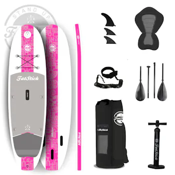 AirStick 10’6 inflatable paddle board SUP package in pink from FatStick