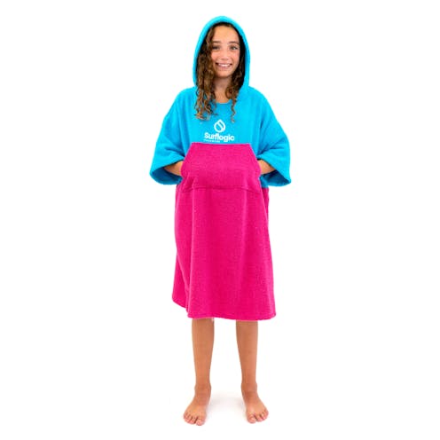 Surflogic Junior Poncho Cyan Neon Pink