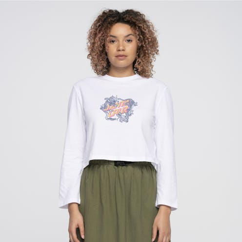 Santa Cruz Dragon Long Sleeve Dot T-Shirt White