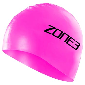 zone 3 swim cap, pink, front and side facing image