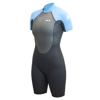 alder impact womens shortie 3.2 wetsuit. Front image.