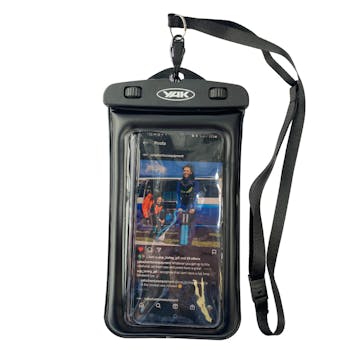 yak PVC Phone case, black, shoing phone in case