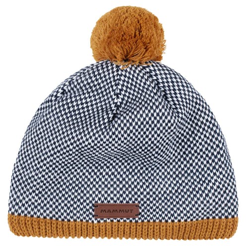 A photo showing the mammut snow beanie in cheetah marine