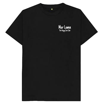A plain front view of the Reverse Happy Sea Club Tee in black