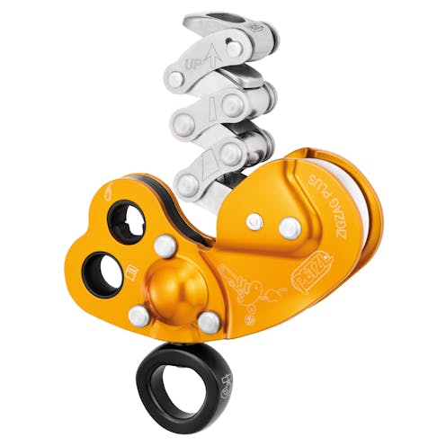 A photo showing the Petzl zig zag plus at a side angle whilst not in use.