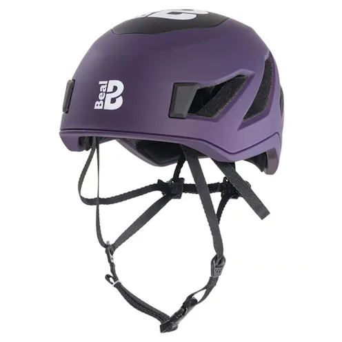 Beal Indy Helmet, Purple, image shows the front and the side of helmet