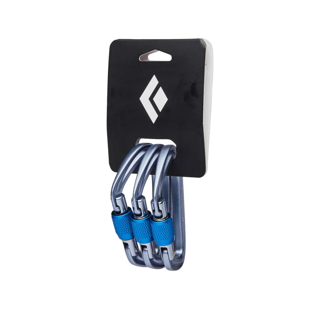 Lot De 3 Mousquetons Black Diamond HotForge Screwgate - Léger, Keylock, Forgé à Chaud Pour Escalade & Via Ferrata