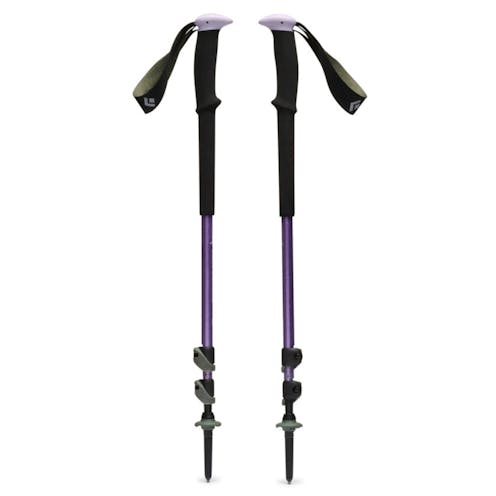 Black Diamond Trail Trekking Poles in Purple. Collapsed.